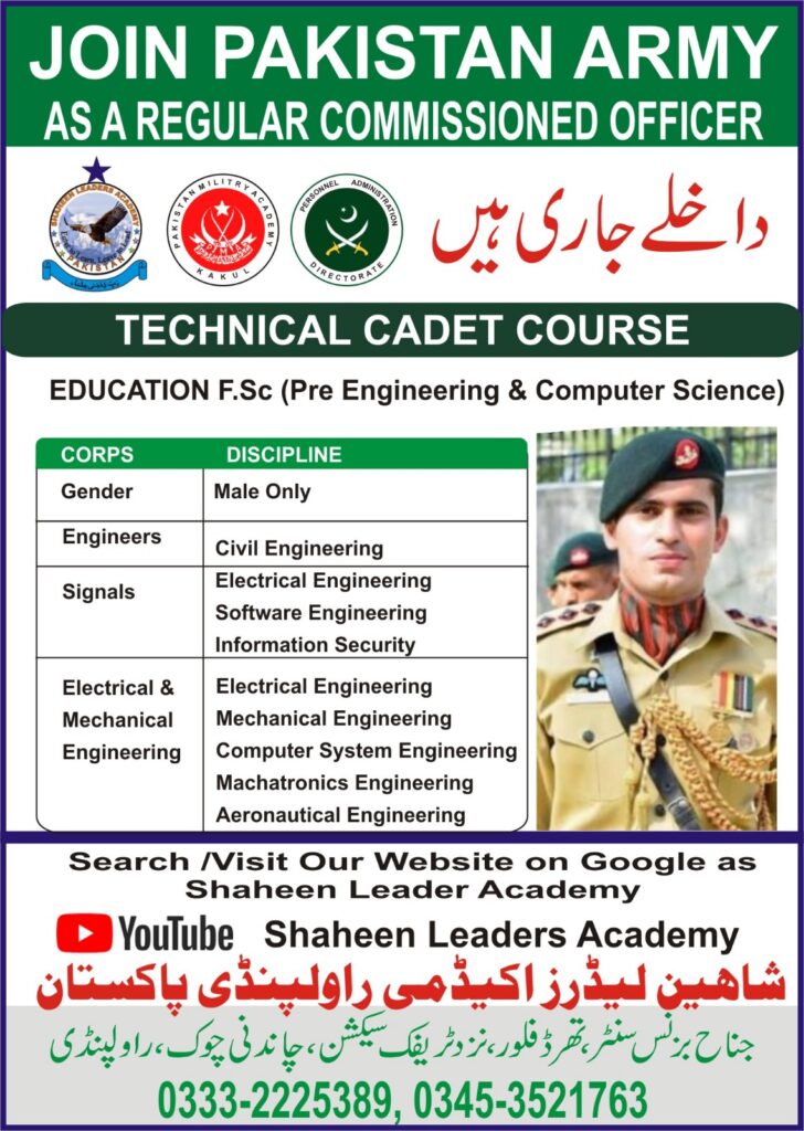 Types of Commissioning - SHAHEEN LEADERS ACADEMY PAKISTAN